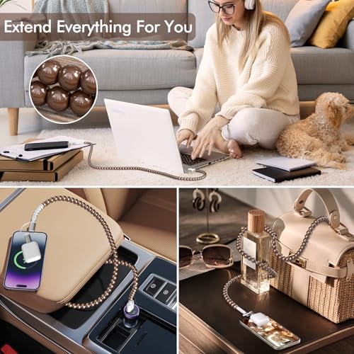 Revolutionize Your Charging Routine with the 3.3 FT USB to USB-C 2-in-1 Multi Charging Cable – MFi Certified, 66 W Fast Charger Compatible with i Phone 16-11 & Samsung Galaxy S25-S23 – Durable Beaded Design for Enhanced Style & Performance