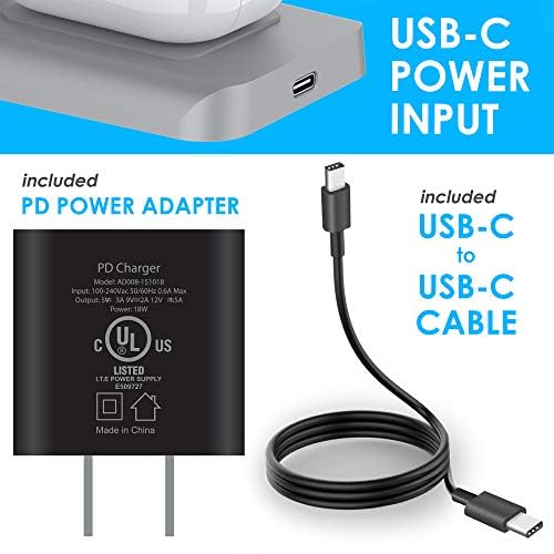 Aduro Power Up Trinity Pro 3-in-1 Wireless Charging Station for Apple Devices – Ultimate Fast Qi Charging Dock for i Phone 12/11/SE, Apple Watch & Air Pods – Sleek Design with Enhanced Safety Features for Efficient Power Management and Organized Device Storage