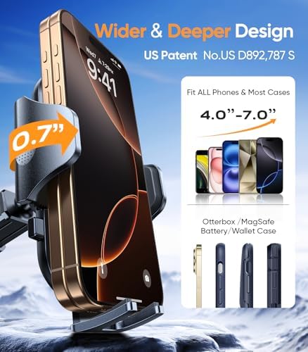 VICSEED Military-Grade Adjustable Phone Holder for Cars – Unmatched 95+ lbs Suction Power for Secure Dashboard, Windshield & Vent Mounting – Universal Compatibility with i Phone & Android – Ultimate Convenience for Safe Driving