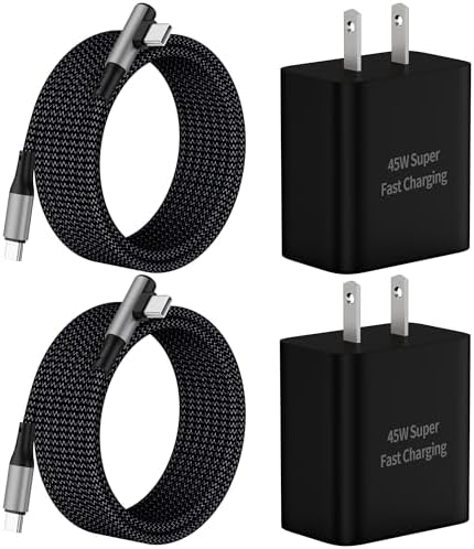 Elevate Your Charging Experience with the 45 W USB C Fast Charger Duo – Right Angle 10 FT Cable for Samsung Galaxy S Series & Android Devices – Unmatched Power Delivery for S25 Edge, Note 20, Z Fold & More Optimize your device charging with this high-performance 2-pack of 45 W USB C chargers, engineered to support Samsung Galaxy S series and a variety of Android devices. Featuring an innovative right-angle design, this charger set provides effortless connectivity in tight spaces, ensuring you can power up your devices without hassle. The extended 10 FT Type C cable grants unparalleled flexibility for charging at home, in the office, or on the move, while the dual-pack ensures you’re always equipped with a reliable charging solution. Built from premium materials for durability, these fast chargers are not just about speed; they are about enhancing your daily productivity. Say goodbye to battery anxiety and embrace the efficiency and convenience of this expertly crafted charger duo, designed to keep your devices ready for action in any environment.