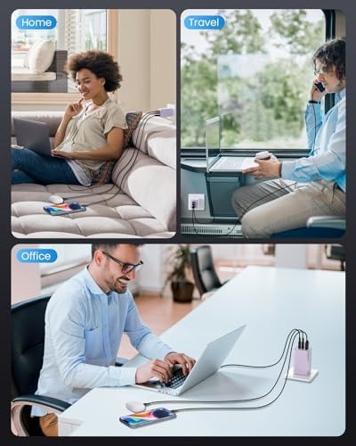High-Efficiency 128 W USB C Wall Charger – Ga N III 3-Port Fast Charging Hub for Mac Book, i Phone, Galaxy & More – Portable 65 W Adapter with Foldable Design for Ultimate Convenience and Speed
