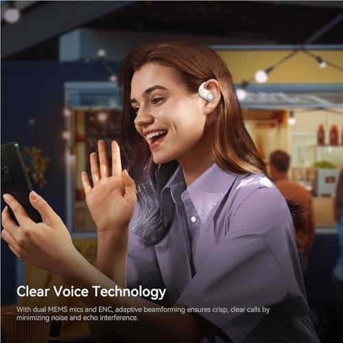 BUGANI 2025 Open Ear Wireless Earbuds – Cutting-Edge Bluetooth 5.4 Technology for Unmatched 75-Hour Playtime, IPX5 Sweatproof Design, Immersive 360° Spatial Audio, and Dual-Mic ENC for Effortless Clarity – Ideal for Athletes and Active Lifestyles in Dynamic White