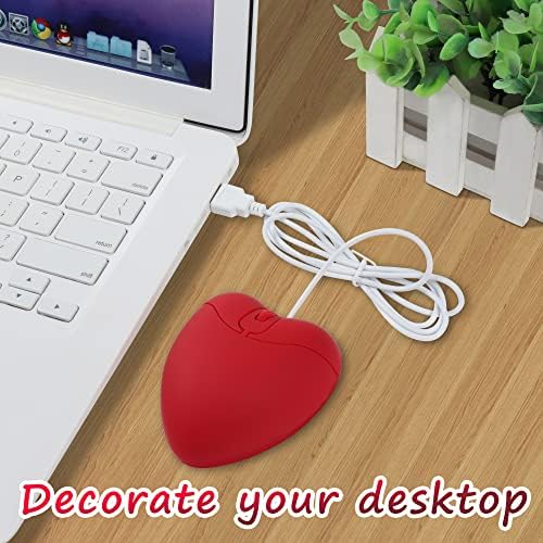Charming Heart-Shaped Wired Mouse in Vibrant Red – Perfectly Portable USB Optical Mini Mouse for Kids and Adults, Silent Operation, 800 DPI Precision for Effortless Navigation – Ideal Gift for Creative Minds and Everyday Use