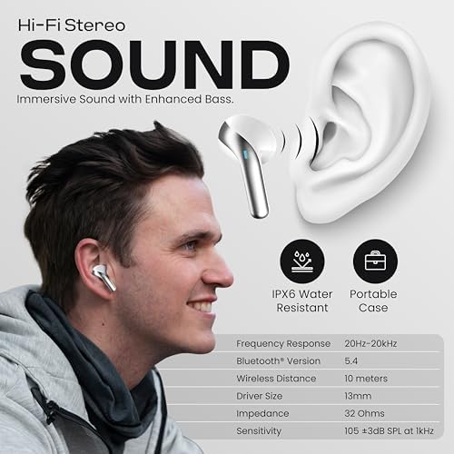 Gabba Goods Bliss Wireless Bluetooth Earbuds – Ultimate Ergonomic In-Ear Fit with Touch Controls for Seamless Audio Experience, 6-Hour Playtime & Built-in Mic for Crystal Clear Communication – Perfect for Travel, Gym, Home & Gaming Compatibility in Stylish Black Finish