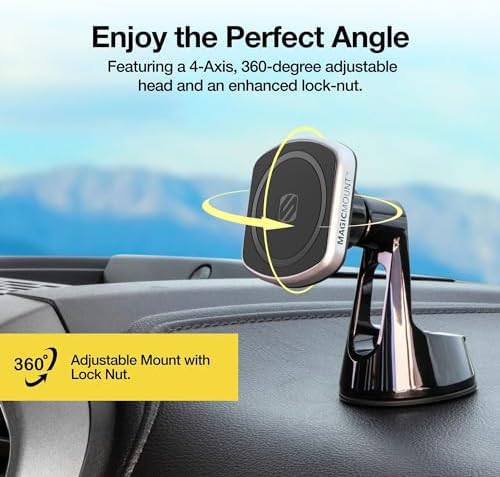 Transform Your Driving Experience with the Scosche MP2 FM-XCES0 Magic Mount Pro2 – Universal Flush Magnetic Car Mount Compatible with Mag Safe, i Phones, Galaxy, Pixel & All Smartphones – Effortless Hands-Free Access and Enhanced Stability for Safe Navigation