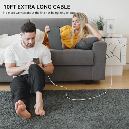 Auorld 30 W USB-C Fast Charger with 10 FT Cable – High-Performance Rapid Charging for i Phone 15/16, i Pad, Samsung Galaxy & Google Pixel – Stylish Purple Design for Maximum Flexibility and Compatibility on the Go