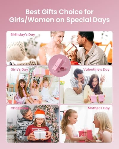 Chic Pink Surge Protector Power Strip by HONIZER – 1080 J Protection with 6 ft Extension Cord, 6 Outlets & 3 USB Ports (1 USB-C) – Stylish Desk Accessory for Home Office & Dorm – Wall-Mountable Design for Clutter-Free Charging – Fast & Reliable Power Solution