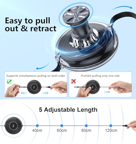 3-in-1 Retractable Multi Charging Cable, 100W Fast Charging USB-C/A to Lightning/USB-C/Micro USB Phone Charger Cord for iPhone 16/15, Samsung, MacBook, iPad （White） – Enhanced Compatibility and Speed