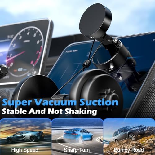 imluckies Magnetic Car Phone Holder for Magsafe iPhone, Seamless Vacuum Suction Cup Phone Mount, 360° Rotatable & Retractable Foldable Car Accessory, Easy to Install/Remove, White – Enhanced Compatibility and Speed