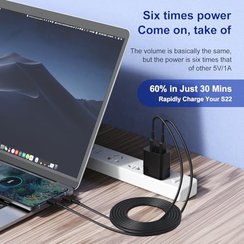 Ultimate 45 W Dual Fast Charger Set with 10 ft Type C Cable – High-Speed USB-C Wall Adapter for Samsung Galaxy S25/S24+/S23 Ultra/S23+/S22/S21/Note 20 – Enhanced Efficiency & Flexibility for All Android Devices