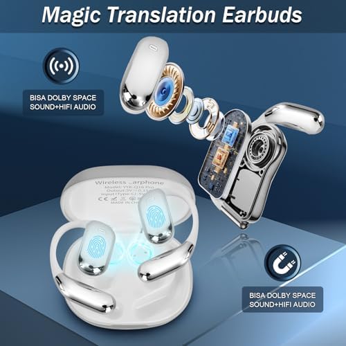 Revolutionize Your Global Conversations with AI Translation Earbuds: Instantaneous 144 Language Support, Cutting-Edge Bluetooth 5.4 Technology, IPX5 Sweatproof Design for Active Lifestyles, LED Battery Indicator – Perfect for Travelers, Professionals, and Multilingual Aficionados (Black)