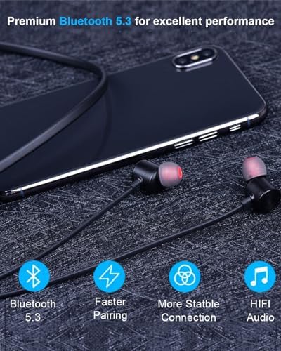 NANAMI Bluetooth Wireless Earbuds – IPX7 Waterproof In-Ear Headphones with Hi-Fi Stereo Sound, Magnetic Neckband & 18 Hours Playtime for Sports and Workouts – Enhanced Comfort & Noise Cancellation for Active Lifestyles