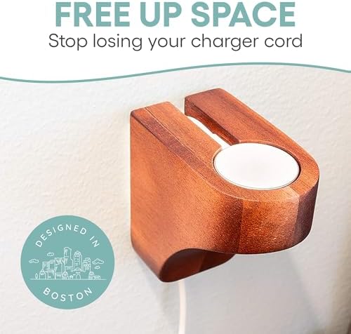 Elevate Your Charging Game: Premium Acacia Wood Wall Mount for Apple Watch Series 9 – Stylish Wooden Dock with 3 M Command Strips for Effortless Installation and Fast Charging Compatibility for All i Watch Models – Space-Saving Design for Modern Living