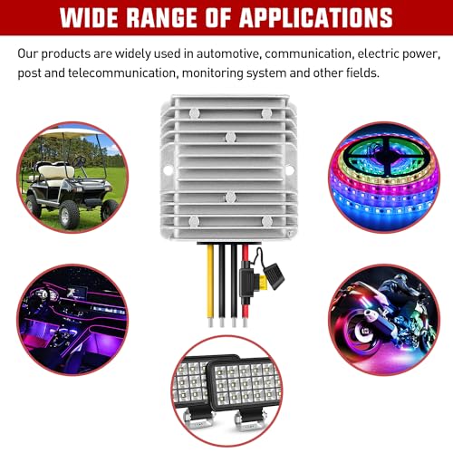 Nilight 48 V to 12 V Waterproof DC Voltage Converter – High-Efficiency 240 W Regulator for Golf Carts & Electric Scooters – Reliable Step-Down Power Supply with Overcurrent Protection and Easy Installation for Enhanced Energy Performance
