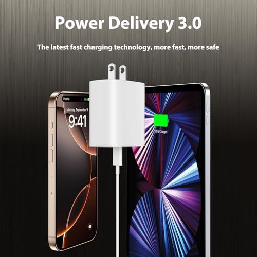 Ultimate 10 FT USB-C Fast Charging Kit for i Phone 16 and 15 – 20 W Power Adapter & Extra Long Cord for Rapid Charging of i Pads and Android Devices – Enhanced Compatibility and Durability for Everyday Use
