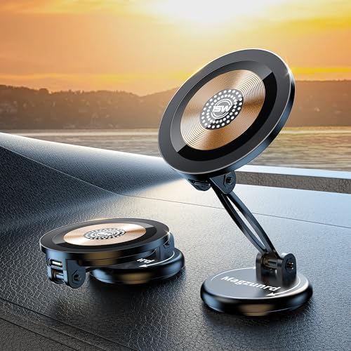15 W Fast Wireless Magnetic Car Charger with 360° Rotatable Phone Mount – Premium Zinc Alloy Hands-Free Holder for Effortless Driving Convenience and Enhanced Smartphone Compatibility