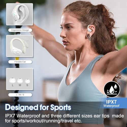 Ultimate Bluetooth 5.4 Wireless Earbuds with 75-Hour Playtime – Ergonomic Deep Bass Sport Headphones with IPX7 Waterproof Rating for Active Lifestyles, Advanced ENC Noise Cancelling Mic for Superior Call Clarity – Ideal for Fitness and Outdoor Activities