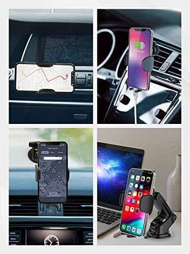 Gigastone Qi Wireless Car Charger – 15 W Fast Charge with Auto-Clamping Phone Holder for Seamless Driving – Compatible with i Phone 15/14/13/12/11/X, Galaxy S22/S20, Note 20/10, i Pad, Pixel, and Xperia – Effortless Installation for Air Vent and Dashboard Use, Tangle-Free Convenience and Enhanced Device Security