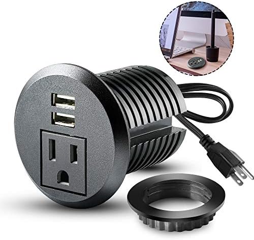 Transform Your Workspace with the Recessed Conference Power Strip Socket – Versatile 2-Outlet Charging Station with Dual USB Ports for Rapid Device Powering and Enhanced Organization in Professional Settings