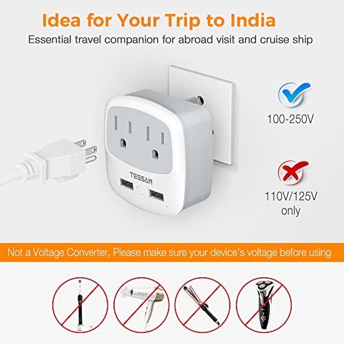 Ultimate TESSAN Type G UK Travel Plug Adapter with Dual USB Fast Charger Ports – Compact US to UK Power Converter for Effortless Global Connectivity in Scotland, London, Ireland, Kenya, Dubai & Qatar