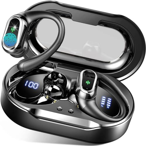 Rolosar Bluetooth 5.4 Sport-Optimized Wireless Earbuds – IP7 Waterproof with Advanced ENC Noise Cancellation, Ergonomic Earhooks for Ultimate Comfort, Dual LED Battery Indicator, 50-Hour Playback – Ideal for Running, Fitness, and Everyday Use