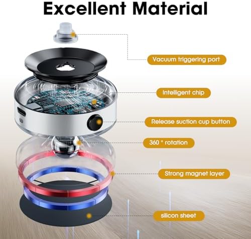Revolutionary Electric Vacuum Magnetic Suction Car Phone Mount – Ultimate 360-Degree Rotating Smartphone Holder with Strong Suction for Cars, Gym, and Kitchens – Compatible with All Devices for Hands-Free Navigation and Workout Tracking