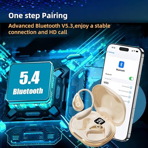 Stylish Pink Bluetooth Earbuds for Active Women – High-Performance Sports Headphones with 36-Hour Battery Life, IPX7 Waterproof Design, Secure Over-Ear Hooks, and Touch Control – Ideal for Gym, Running, and HD Sound Experience with Quick Charge Feature