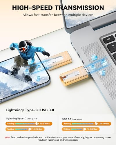 MFi Certified 256 GB Flash Drive – Ultimate Memory Solution for i Phone & i Pad Users, High-Speed Data Transfer for Effortless Photo & Video Backup, Multi-Device Compatibility with Android & PC, Compact USB Thumb Drive for On-the-Go Storage (Black)