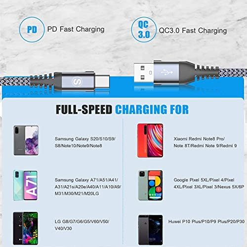 sweguard 3.1 A Fast Charging USB Type C Cable – 2 Pack 6.6 ft Nylon Braided Charger for Samsung Galaxy, LG, Moto, PS5 – Durable, Tangle-Free, High-Speed Data Sync – Ultimate Compatibility and Convenience in Pink