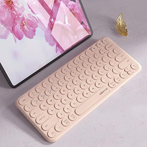 UBOTIE Wireless Colorful Slim Bluetooth Keyboard – Portable 78-Key Compact Design with Silent Scissor Switches and Elegant Round Keycaps for Tablets, Laptops, and Smartphones – Ultimate Typing Comfort and Style