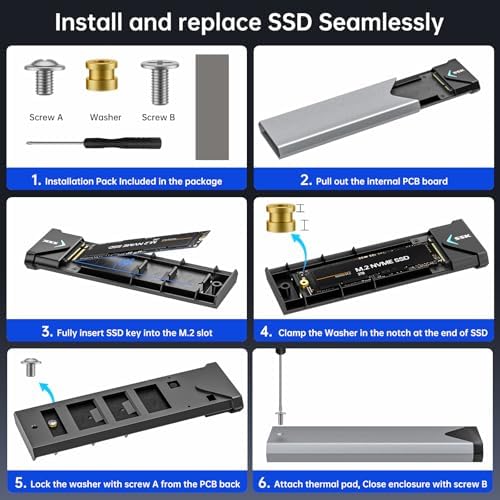 SSK M.2 NVME SATA SSD Enclosure Adapter – High-Speed USB 3.2 Gen 2 (10 Gbps) External Case for M-Key and B+M Key Solid State Drives – Durable Aluminum Design with UASP & TRIM Support for Enhanced Performance and Compatibility Across 2242/2260/2280 SSDs