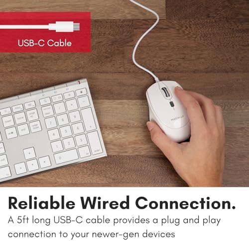 Effortlessly Enhance Your Workflow with the Macally USB-C Wired Mouse – Ergonomic Design, Adjustable DPI for Ultimate Precision, and Quiet Clicks for Distraction-Free Productivity – Perfect for Mac Book, i Mac, Windows PCs, and Laptops – Experience Seamless Compatibility and Unmatched Comfort Today!