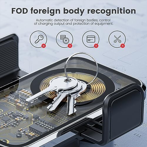Redmaple 15 W Fast Wireless Car Charger with Auto-Clamping Phone Holder for Air Vent – Effortless Charging & Enhanced Compatibility for i Phone 14/13/12/11 Pro/XR/XS/X/8 – Streamlined Design for Hands-Free Navigation and Safety