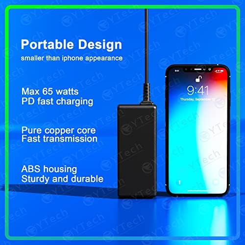 Universal 65 W USB-C Fast Laptop Charger – High-Speed Power Adapter for Lenovo, Dell, Acer, Asus, Google Chromebook, Mac Book Pro/Air, and More – Superior Compatibility & Intelligent Power Delivery for Optimal Device Performance – 10 ft Cable Included, 30-Day Return Guarantee