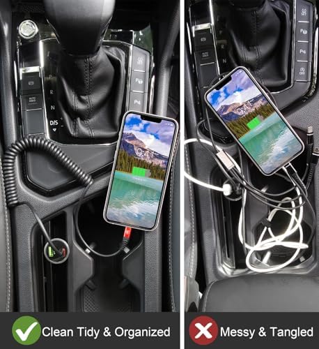 Coiled USB C to USB C Charger Cable Set – Fast Charging Solutions for i Phone 15 Series & Samsung Galaxy S23 – Innovative Retractable Design for Tangle-Free Convenience and Enhanced Durability – Ideal for On-the-Go Power Delivery