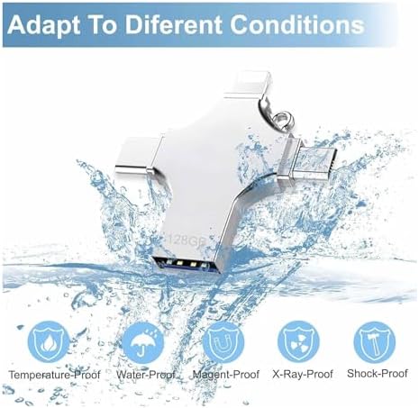 Versatile 128 GB USB C Flash Drive – 4-in-1 High-Speed Memory Stick for Seamless Data Transfer Across Smartphones, Laptops, and PCs – Compact, Durable, and Universal Compatibility for All Your Storage Needs