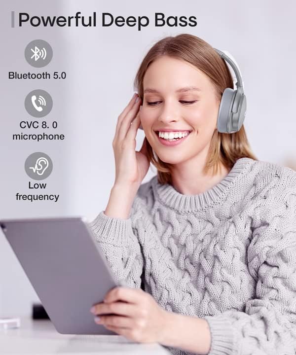 Unleash Your Audio Potential with INFURTURE Wireless Over-Ear Headphones – Advanced Active Noise Cancelling, Deep Bass Bluetooth Sound, 90-Hour Battery Life, Ultra-Low Latency for Gaming, and Luxurious Memory Foam for Ultimate Comfort and Extended Listening Sessions