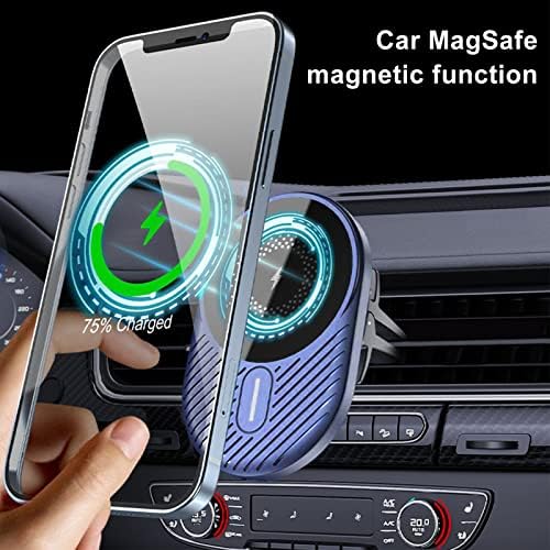Magnetic Wireless Car Charger Vent Mount for i Phone 14/13/12 Series – 15 W Fast Charging Mag Safe Compatible Holder for Hands-Free Navigation – Versatile Air Vent Installation for Enhanced Driving Convenience