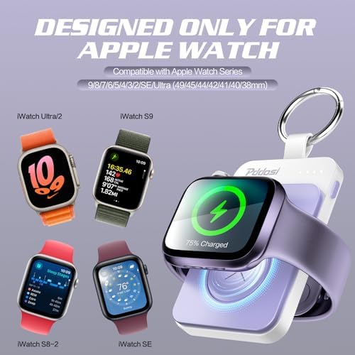 Compact Magnetic Apple Watch Charger Power Bank – 1500 m Ah Keychain Fast Charging Solution for All Models (Series 2-10, SE, Ultra) – Ultimate Portability and Enhanced Compatibility for On-the-Go Lifestyle