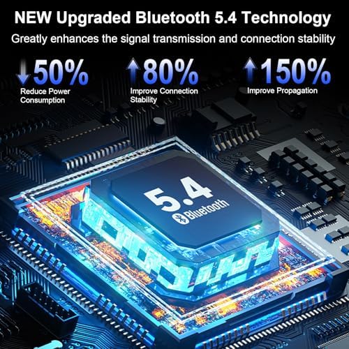 Revolutionary Bluetooth 5.4 Wireless Earbuds – Immersive Deep Bass Audio, 48-Hour Extended Playtime, Superior ENC Noise Cancellation – IP7 Waterproof In-Ear Headphones with Four Microphones for Exceptional Call Clarity – Ideal for Active Lifestyles and Everyday Use