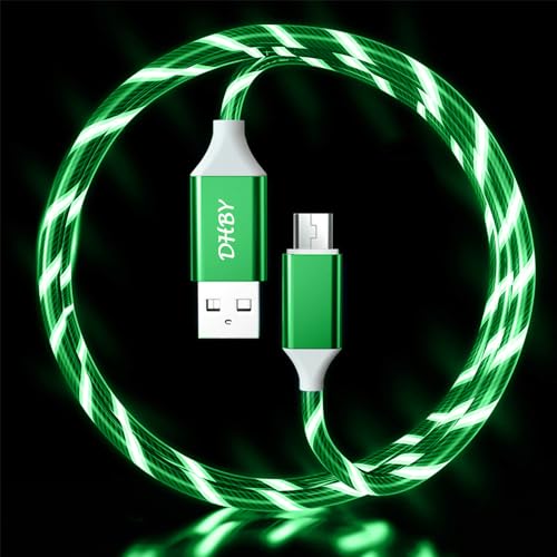 39-Inch Green High-Speed USB A to Micro USB Charging Cable with LED Night Light Indicator – Fast Data Transfer and Universal Compatibility for Android Devices, Perfect for Home and Office Use