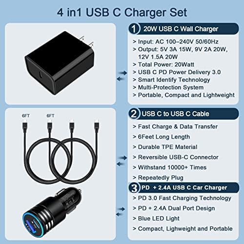 Super Fast Type C Car Charger with 6 ft USB-C to C Cable – Ultimate Compatibility for i Phone 16, Samsung Galaxy S25/S24 FE & More – Rapid Power Delivery for On-the-Go Charging Convenience