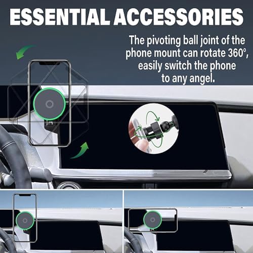 Car Phone Holder for 2023 2024 Toyota Prius Accessories 15W Fast Wireless Charger Screen Fixed Clip Cell Phone Mount Hands-Free 360 Degree Rotation (12.3 Inch) – Enhanced Compatibility and Speed