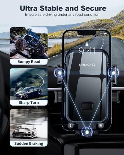 Miracase Universal Car Vent Phone Holder – Enhanced Non-Slip Clip for Safe Smartphone Mounting, Hands-Free Navigation & Communication, Compatible with All Models Including Latest i Phones – Sleek Grey Design for Ultimate Driving Safety and Ease