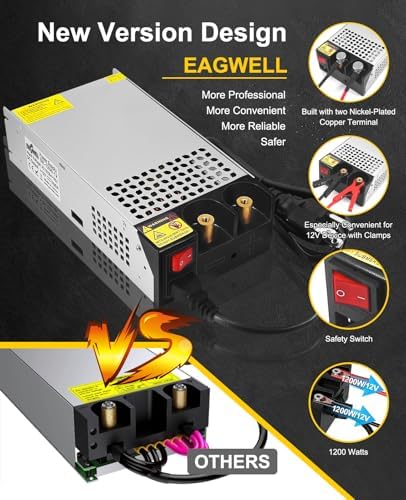 Eagwell 600 W 12 V AC to DC Power Supply Converter – High-Efficiency SMPS Adapter for RVs, LED Strips, and LCD Monitors – Reliable 50 A Output with Safety Features for Versatile Applications and Enhanced Performance