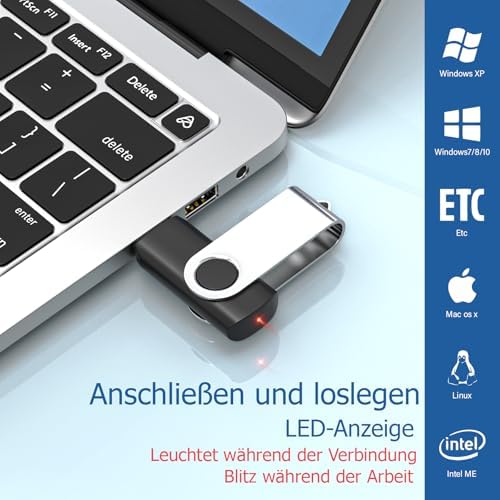 Reliable Wooolken 32 GB USB Flash Drives 10-Pack – Portable Memory Sticks with Keychains for Effortless File Transfers on PC & Laptop – Fast USB 2.0 Storage Solution in Sleek Black Design