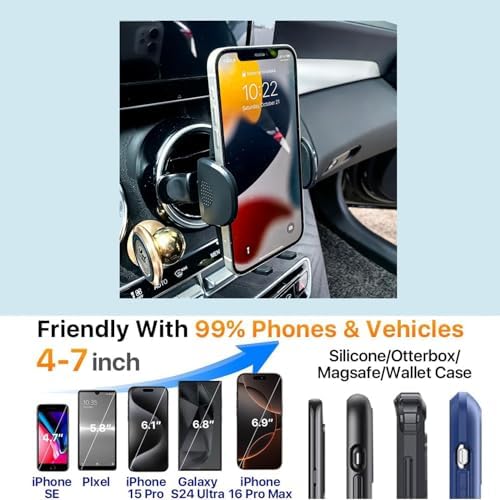 Premium Adjustable Car Cell Phone Mount for Jeep Wrangler (2007-2024), JL, JK, Gladiator & Rubicon – Circular Air Vent Holder with 360-Degree Rotation for Safe and Accessible Hands-Free Use – Ideal Jeep Accessory for Navigation and Calls