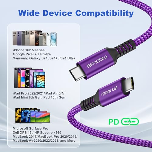 Basesailor iPad Mini 7 Charger Cable 10FT,USB C to USB C Cord 100W with USB Adapter,Fast Power Delivery Charging Cord for Apple iPhone 16 15 Pro Max Plus,iPad 10th Air 4th 5th Generation,AirPods 4,S24 – Enhanced Compatibility and Speed