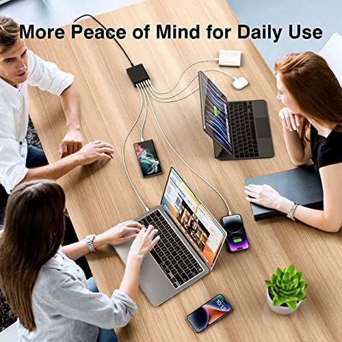 185 W USB-C Ga N Fast Charging Hub – 6-Port Multi-Device Power Charger for i Phone 15/14/13, Mac Book Pro/Air & i Pad Pro – Compact Travel & Office Solution for Rapid Device Charging – Efficient Power Delivery Station