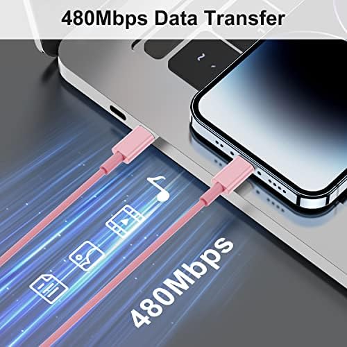 Blue Fast Charger Cable 2-Pack – 6 ft USB Type C to Lightning for i Phone 14/13/12 Pro Max, MFi Certified Charging Cord for Enhanced Speed & Compatibility – Durable Design for Everyday Use